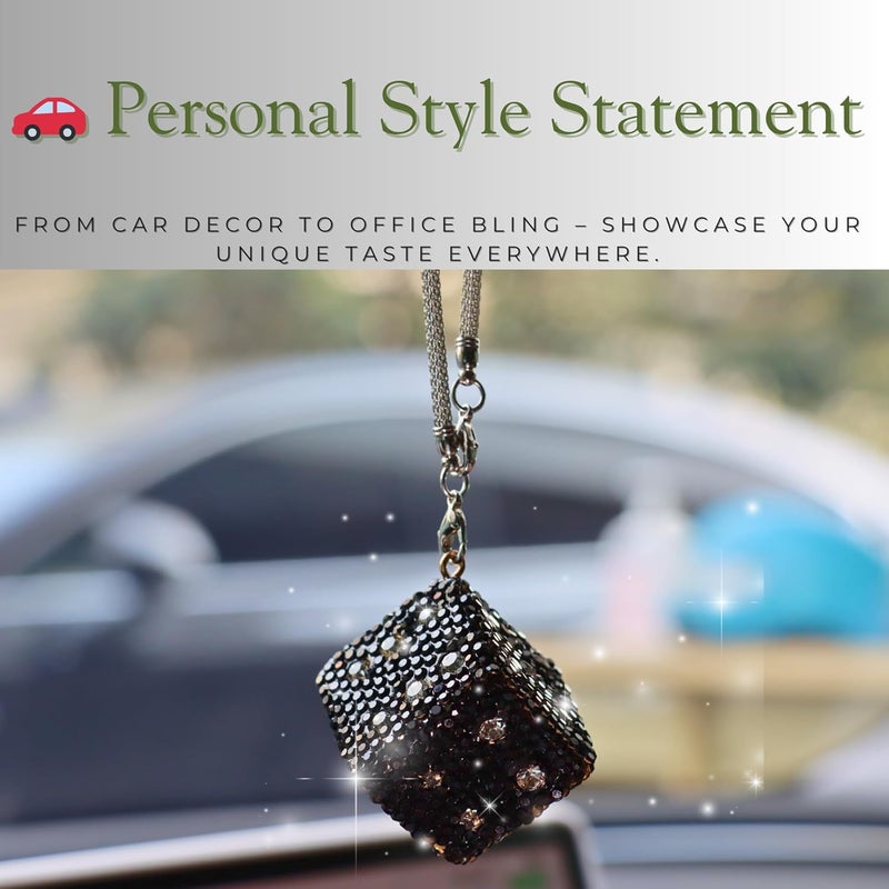 MOTOFITOOL Creative Hanging Dice with Dots Car Rearview Mirror Charm, Bling Car Charm, Rear View Mirror Accessories, Stylish Auto Interior Decor(Black) - Image 5